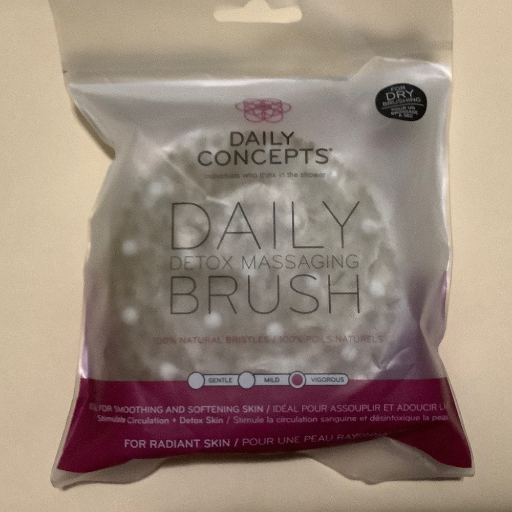 Daily Detox Massaging Brush 100% Natural Bristles Vigorous Dry Use New Sealed